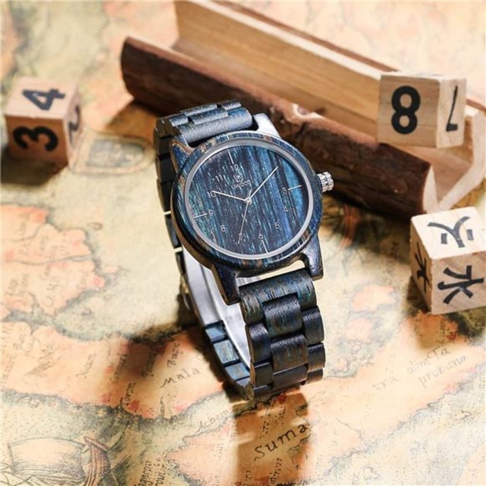 Wooden Watch Series 40 mm Unisex Natural Handmade Wood Watch w/Adjustable Band